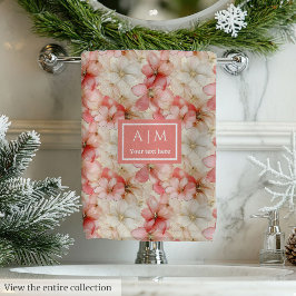 Blush Pink Floral Towel Elegant Monogram Wedding
