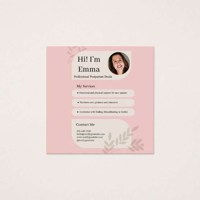 Blush Pink Postpartum Doula Professional Design (Anverso)