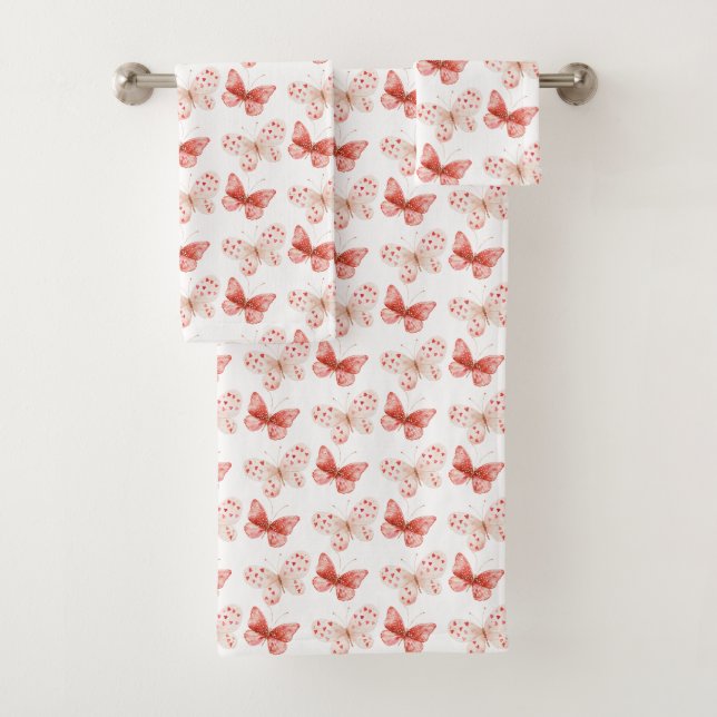Blush Pink Red Butterflies   (In situ)