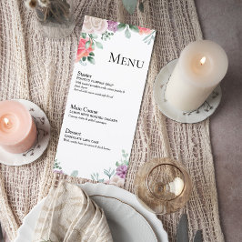 Blush Pink Rose Wedding Menu Card