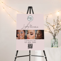 Blush Pink Script Logo QR Code Photo Lashes