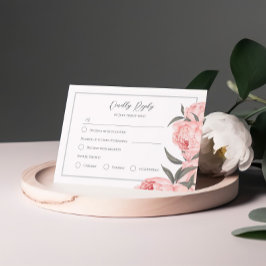 Blush Pink Watercolor Peony Wedding RSVP Card