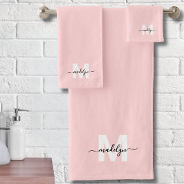 Blush Rosa Elegante Mínimo Nombre Guión Monograma
