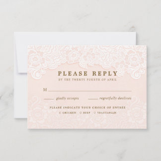 Blush Rosa Encaje RSVP Con Entradas