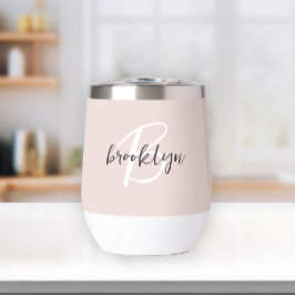 Blush Rosa Gris Blanco Monograma Nombre