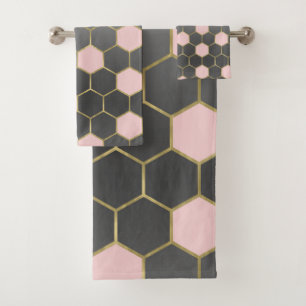 Blush Rosa Gris y Dorado Hexágono Glam Moderno