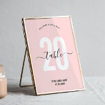 Blush Rosa Letra Elegante Número de Mesa Moderno<br><div class="desc">Termine el decorado de su evento privado o empresarial con este elegante letrero de número de mesa rosa. Esta tarjeta de números de mesa femenina presenta un número grande en rosa pálido y fuentes de caligrafía elegantes, ideal para usar en la función de su empresa, recaudación de fondos para obras...</div>