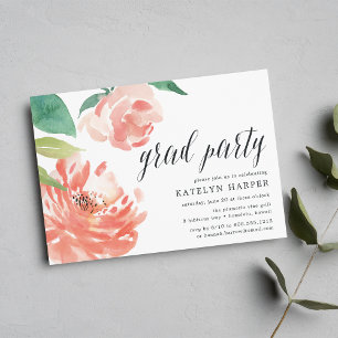 Blushing Peony Invitación a la fiesta de graduac