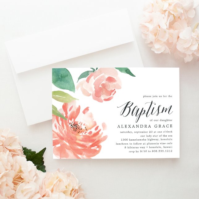 Blushing Peony | Invitación al bautismo (Subido por el creador)