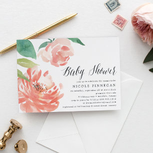 Blushing Peony Invitación de Baby Shower