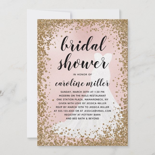 Blushing Purpurina Vestido de novia Ducha de novia (Anverso)