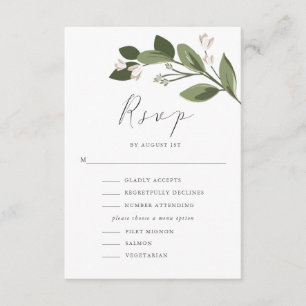 Blushing Sprigs RSVP con Menú y Atrás Rosado