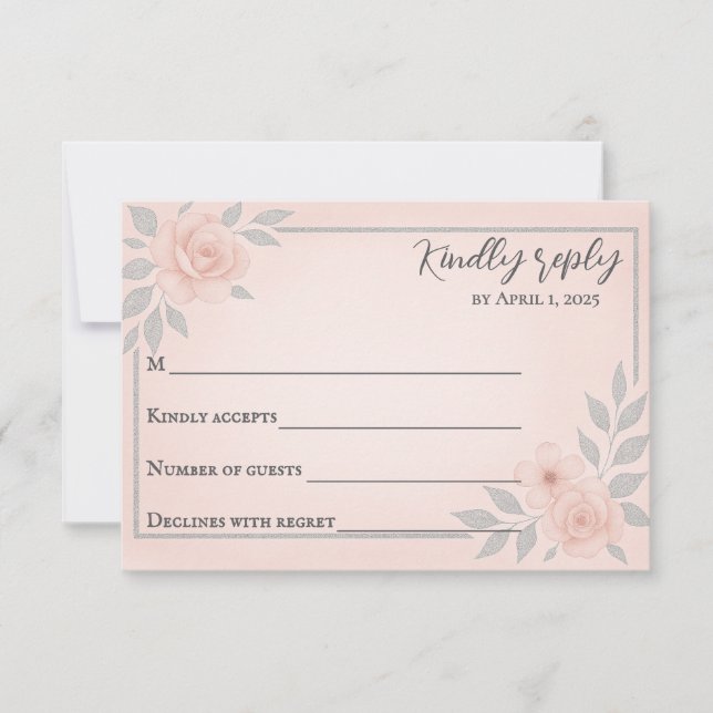 Blushing Vows Tarjeta RSVP de boda tradicional (Anverso)