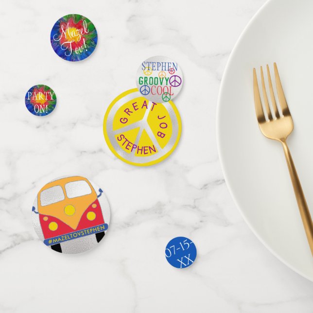 BM Bar o Bat Mitzvah Confetti Estilo de los años 6 (Grupo)