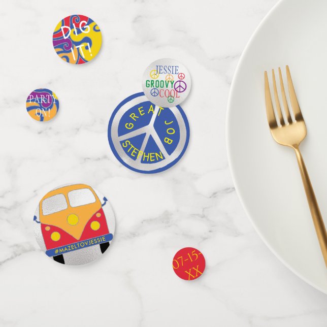 BM Bar o Bat Mitzvah Confetti Hippie Style (Grupo)