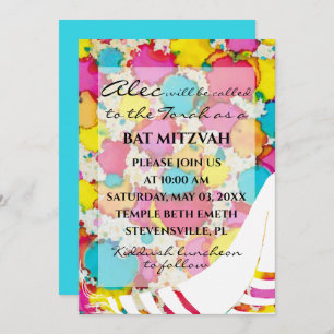 BM Bat Bar Mitzvah Confetti Tallit Invitación