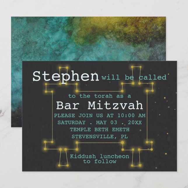 BM Bat Bar Mitzvah De esta Invitación Mundial de l (Anverso / Reverso)