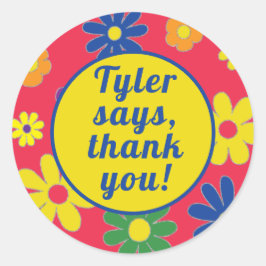 BM Bat Bar Mitzvah Pegatina Ronda Flor