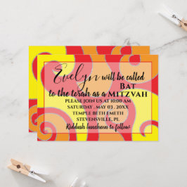 BM Bat N Bar Mitzvah Silvery Swirls Invitación