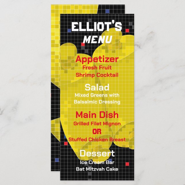 BM Bat o Bar Mitzvah GAME ON Food Menu (Anverso / Reverso)