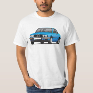 BMW E30 (3-series), ilustracion azul, camiseta