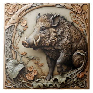 Boar salvaje - Azulejos cerámicos Art Nouveau