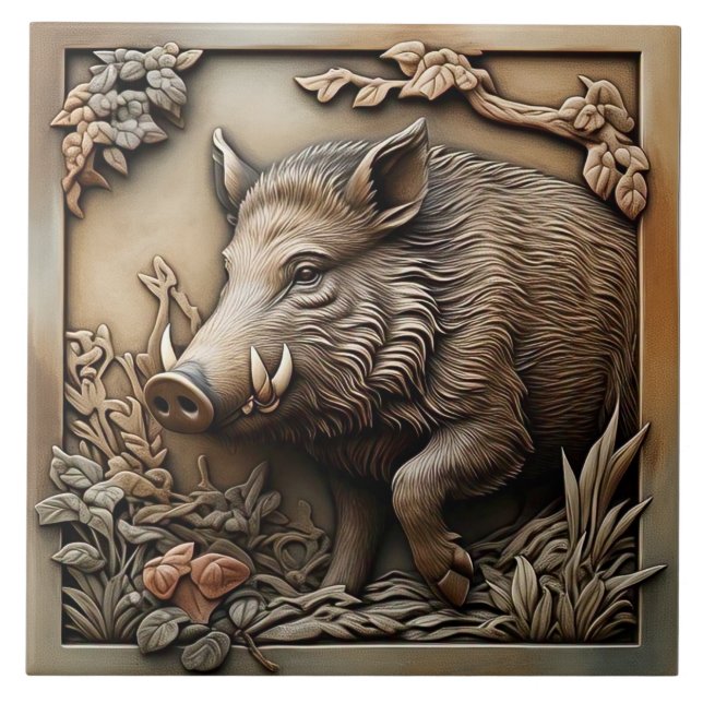 Boar Salvaje - Baldosas De Cerámica De Arte Y Arte (Frente)