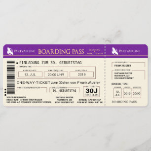 BOARDING PASAPORTE billete de avión tarjeta de