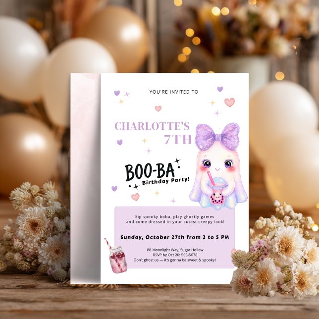 Boba Birthday Invitation | Cute Spooky BOO-BA Part (Subido por el creador)
