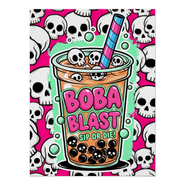 Boba Blast – ¡Bebe o Muere! Póster Brillante (Anverso)