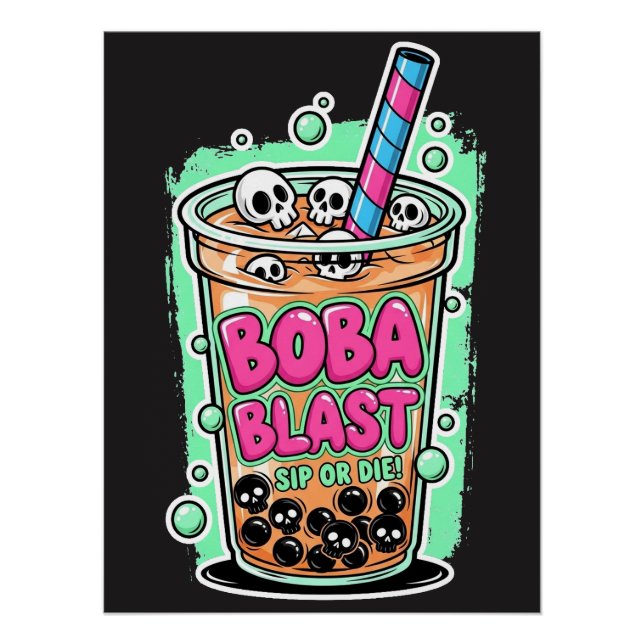Boba Blast – ¡Bebe o Muere! Póster Brillante (Anverso)