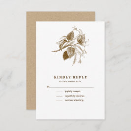 Boceto botánico Kraft Papel casamiento Tarjetas RS