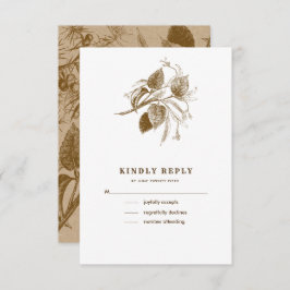 Boceto botánico Kraft Papel casamiento Tarjetas RS