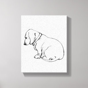 boceto dachshund sobre lienzo estirado