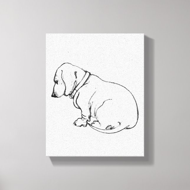 boceto dachshund sobre lienzo estirado (Anverso)