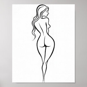 Boceto de arte de línea minimalista de mujer vista