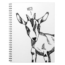 Boceto de cabra que dice "¡Hej!" Cuaderno