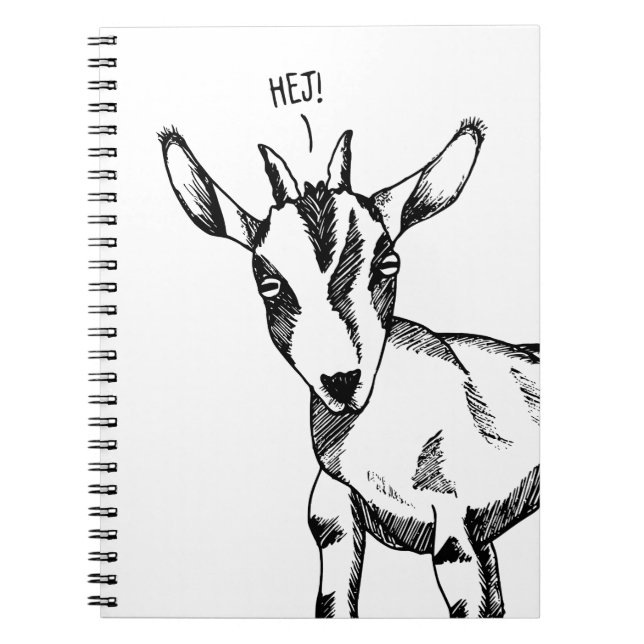 Boceto de cabra que dice "¡Hej!" Cuaderno (Frente)