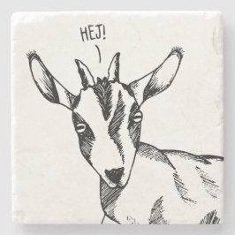 Boceto de cabra que dice "¡Hej!" Posavasos de pied