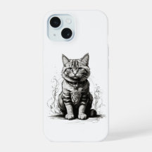 Boceto de gato lindo a lápiz