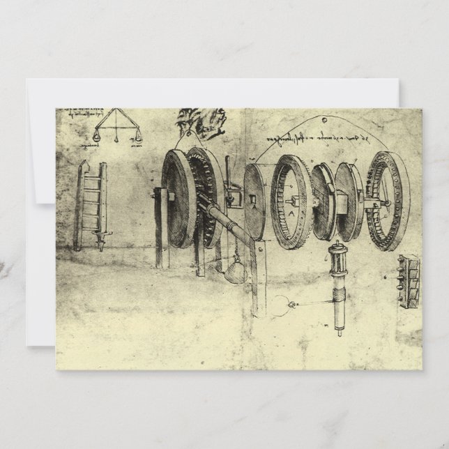 Boceto de ingeniería de una rueda de Leonardo da V (Anverso)