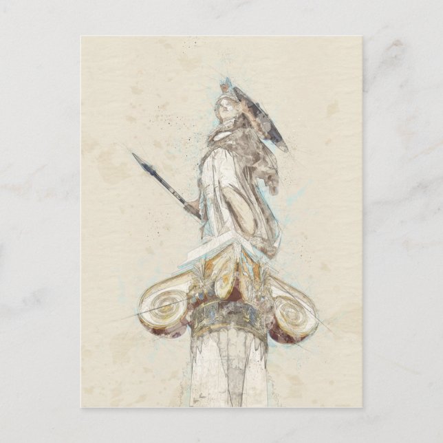 Boceto de la postal de la estatua de Atenea - Grec (Anverso)