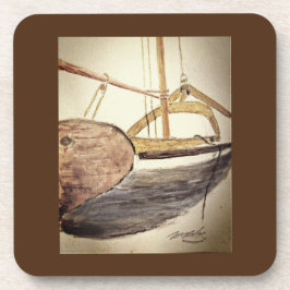 Boceto de velero de madera - Posavasos de plástico