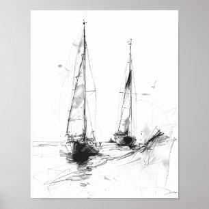 Boceto de Yate Vintage – Arte Mínimo Náutico