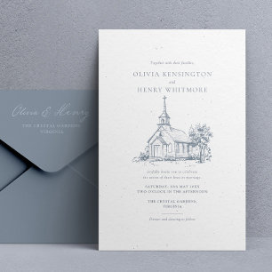 Boceto del lugar Invitación de boda en la iglesi