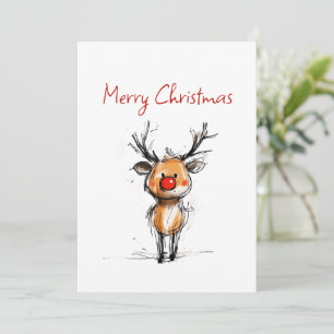 Boceto Festivo de Reno Rudolph Feliz Navidad