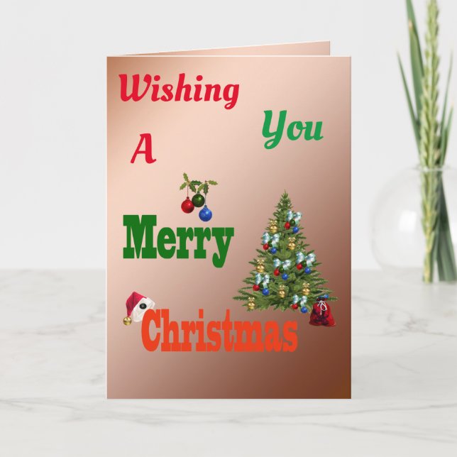 Bochas en césped, tarjeta de árbol de Navidad,  (Anverso)