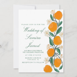Boda abstracta botánica de naranja dibujada a mano