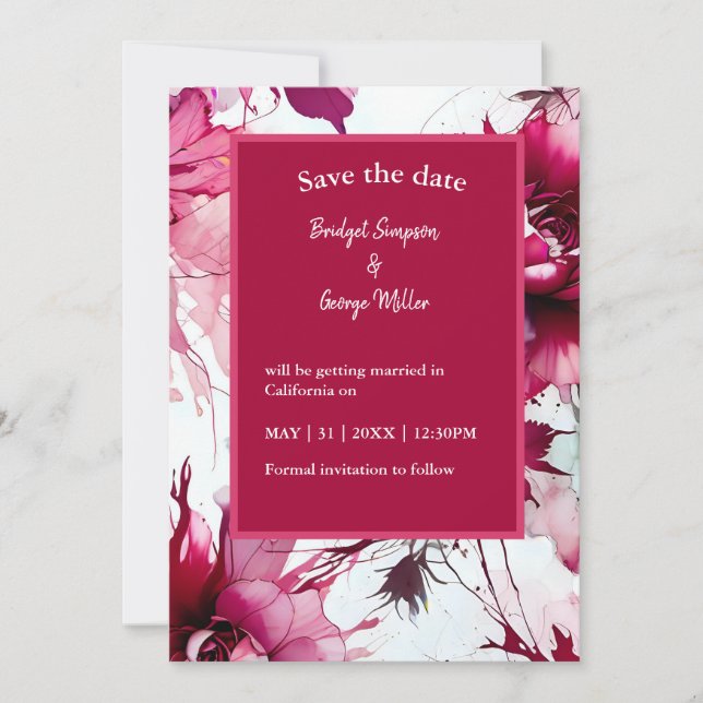 boda abstracto floral rosa a salvo la tarjeta de f (Anverso)