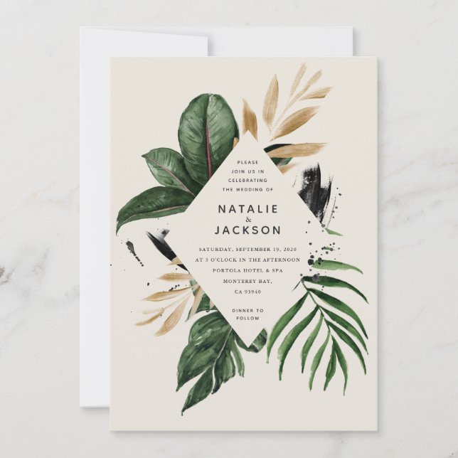 Boda abstracto tropical moderno pintado (Anverso)